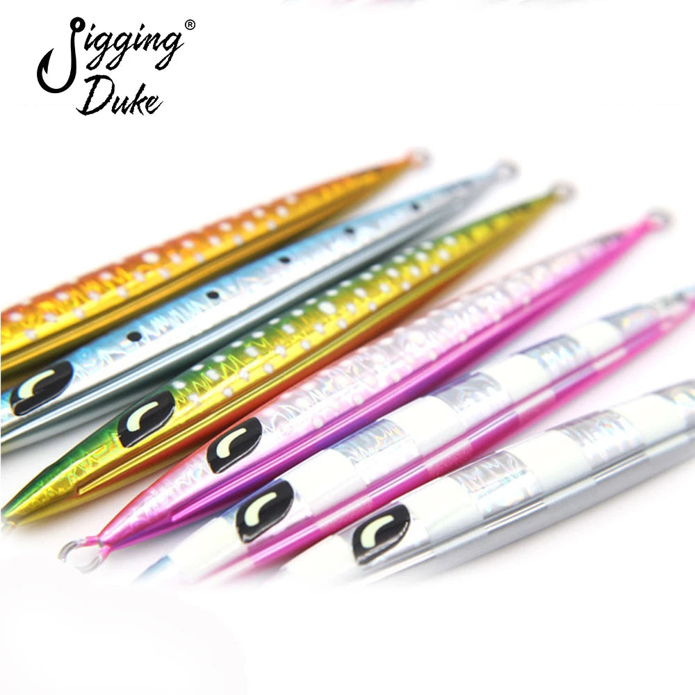 JiggingDuke 100g-300g Glow Slow Fall Pitch Jigging Vertical Boat Trolling Fishing Metal Jig Japan Quality Molds Lure