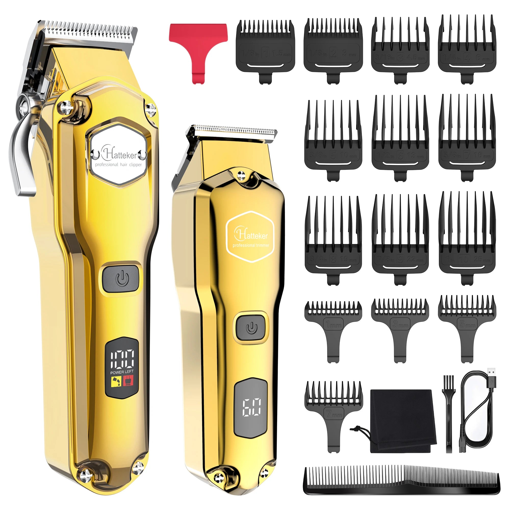 Hatteker Professional Hair Clippers Metally Electric Cordless Hair Trimmer for Mans USB Charging