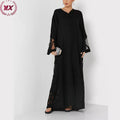 Muslim Black Open Soft Crepe Abaya Muslim Clothing Dubai Abaya Maxi Dress 2023 Latest Fashion Women OEM Service Long Sleeve