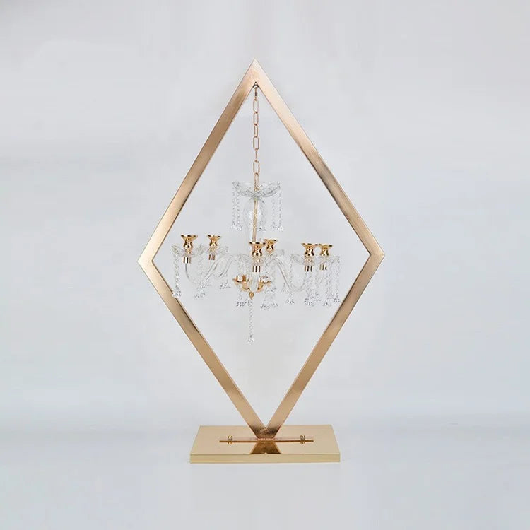 New Design Tall Crystal Candelabra Dome Metal Golden Candlesticks for Centerpieces Wedding Table