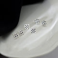 925 Sterling  Silver Enamel Jewelry Star Geometry Ear Stud Lattice Earrings for Women