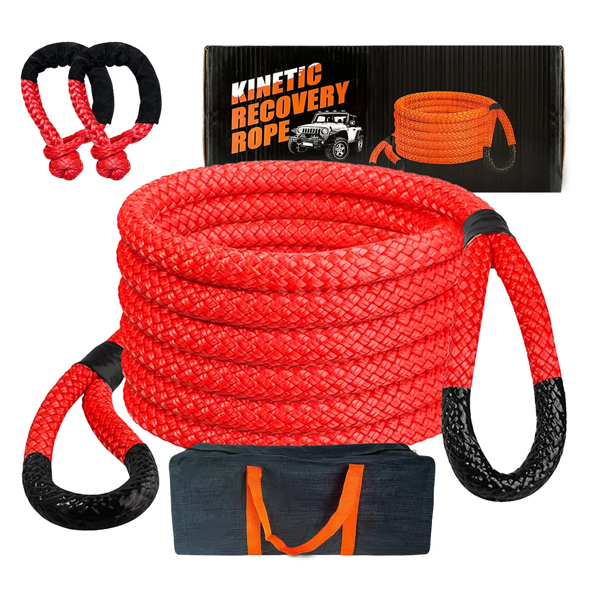 25mm*6m Hot Sell  Resistance Kinetic Energy Vehicle Double Braided Nylon Towing Ropes