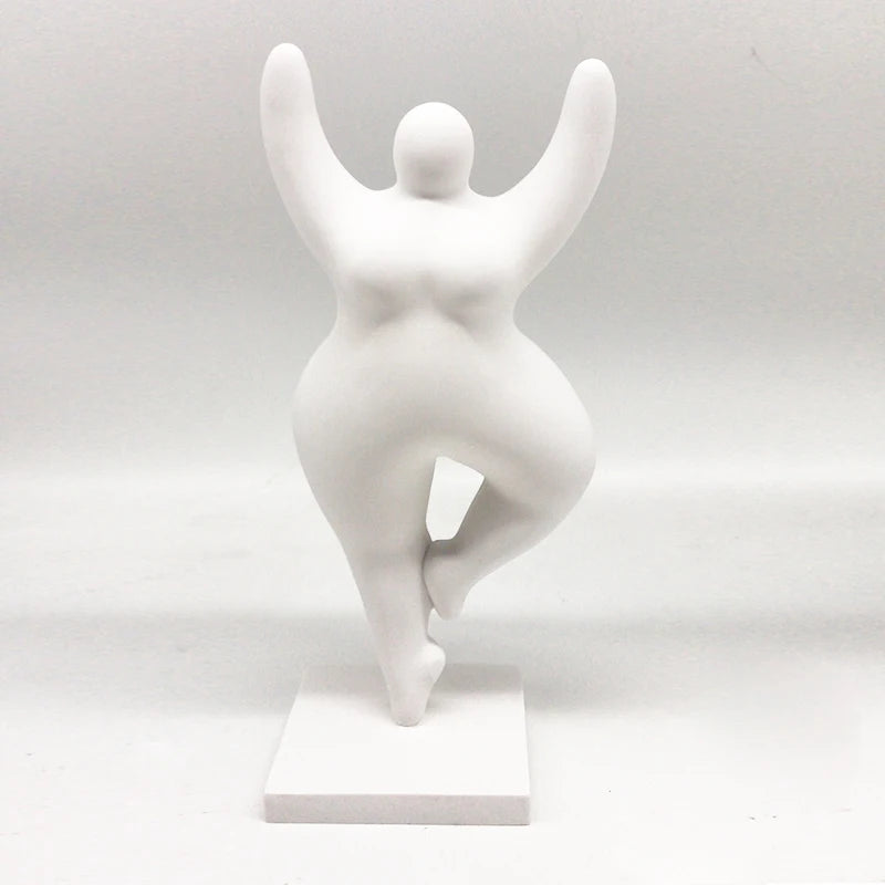 DIY Color Family Gifts Resin Pure White Art Dancing Fat Woman Fat Lady Figurine