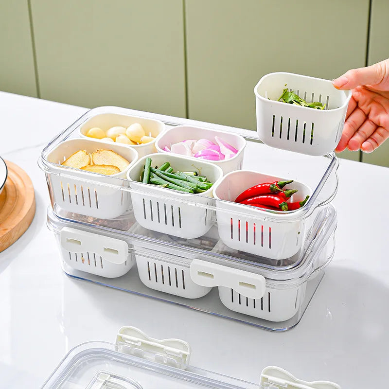 Hot Selling 6/8 Grids Spice Box Food Grade Storage Box Household Kitchen Ingredients Divided Format Seasoning Storage Box