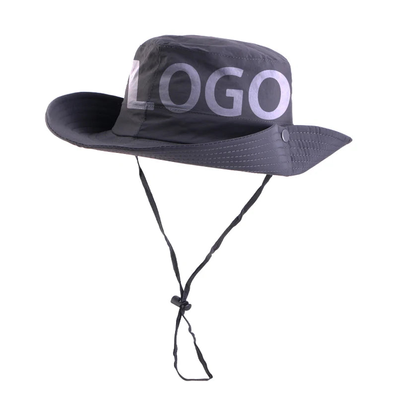 Wholesale Custom Logo Adjustable Adult Nylon Mesh Fishing Bucket Hat Packable Boonie Cap Sun Protection Visor Cap for Women Men