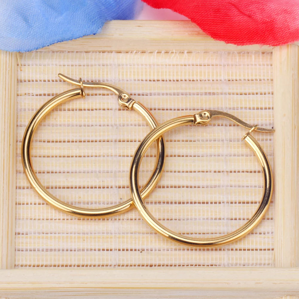 2021 African Jewelry Sets Multiple Size Hoop Earring Set Silver Plated Stainless Steel Minimalist Women Earrings