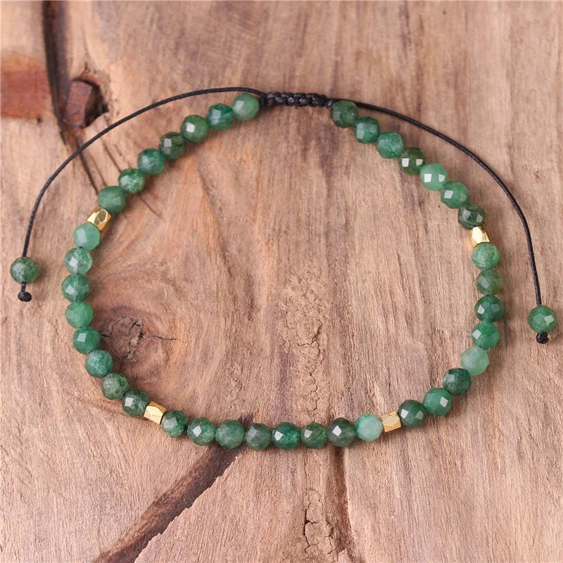 4mm Gemstone Beads Dainty Bracelet Tibetan Adjustable Anchlorite Natural Stone Bracelet Jewelry for Women