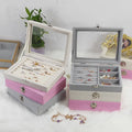 Modern Rectangle Artpaper Jewelry Display Organizer Box Tray Holder Earring Storage Case