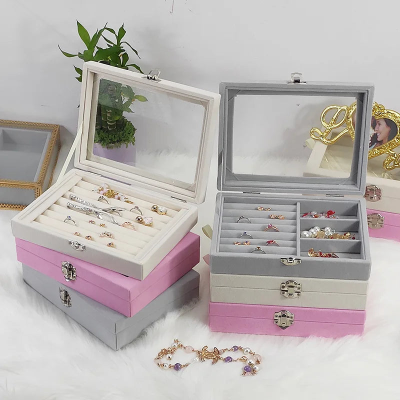 Modern Rectangle Artpaper Jewelry Display Organizer Box Tray Holder Earring Storage Case