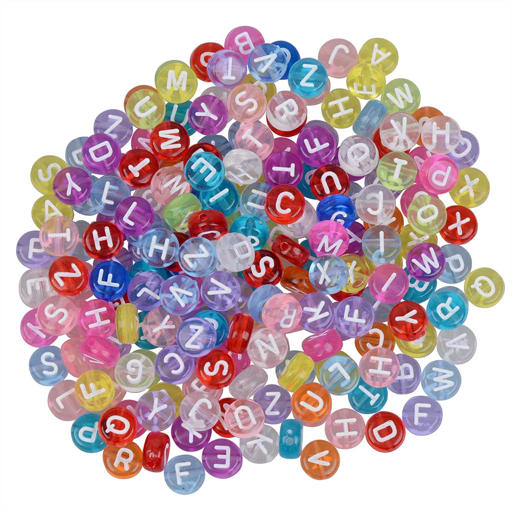 DIY Letter Alphabet Beads Acrylic Beads Colorful Transparent Beads accessories for garments trimmings
