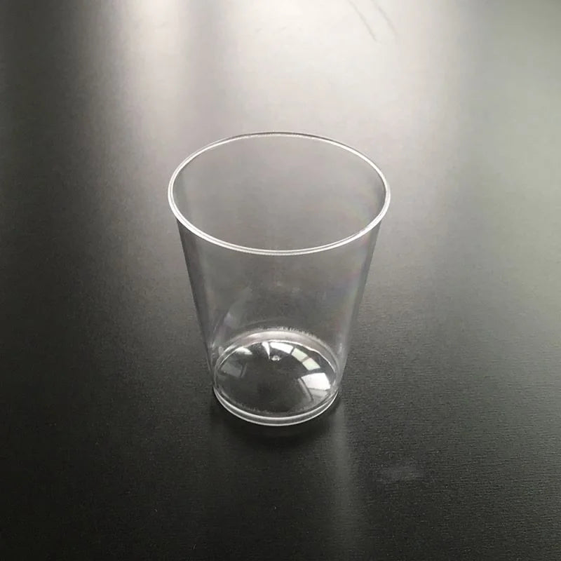 2.5oz Durable Clear PS Plastic Eco-Friendly Modern Luxury Reusable Disposable Shot Glasses Cups Saucers Custom Logo Tea Parties