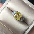 925 Sterling Silver Yellow Synthetic Moissonite Diamond Ring White Gold Plating Engagement Ring for Girlfriend