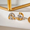 2025 New Arrival Two-tone Hollow Stud  Earring Jewelry 18K PVD Stainless Steel Gold Round Double Hollow Earrings