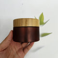 New Product Frosted Amber clear Pet Plastic Body Butter Cosmetic Cream Jar with Eco-feiendly Bamboo Lid