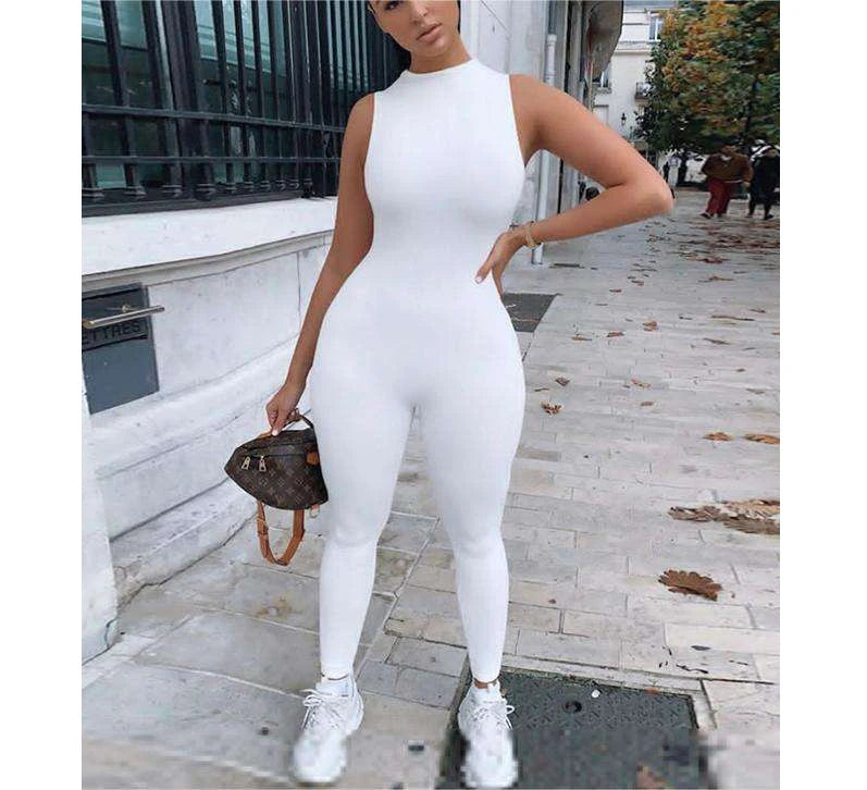 L23010 Custom Bodysuit New Fashion Sleeveless Plus Size Jumpsuits Playsuits Solid Color Bodycon Elegant Jumpsuit for Women