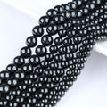 JSES Wholesale A+ Natural Black Spinel Loose Beads for Jewelry Making Bracelet Necklace 4 6 8mm Stones Beads DIY Accessories