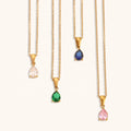 Ding Ran Fashion Stainless Steel Jewelry Colorful Water Drop Zircon Necklaces Bijoux Acier Inoxydable 2024