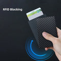 2023 New Carbon Fiber Sliding Aluminum Box Rfid Anti-Theft Card Box Metal Card Holder
