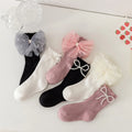 Hot Selling Kids Socks Sweet Bow Knot Pearl Lace Stockings Girl Princess Wind Lolita Heap Socks Children Knee High Sock