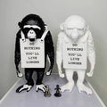 Simple and Trendy Banksy Co-branded Doll Orangutan Sculpture Home Decor Resin Crafts 36cm Monkey Sign Figure