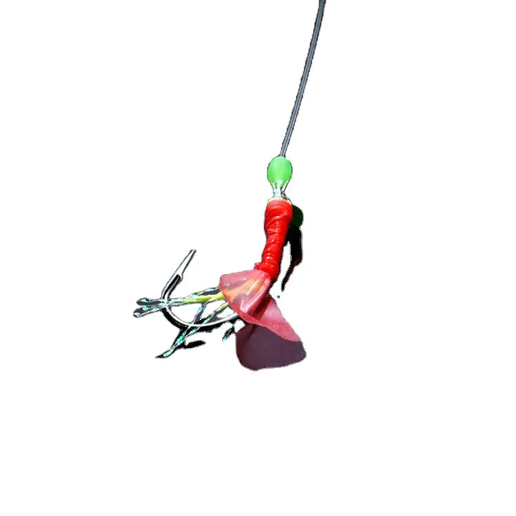 Factory Price Bionics Luminous Bead Barbed String High Carbon Steel Fishing Hook with Feather for Carp and Ocean Beach Fishing