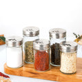 Jiuyi Hot Sale Glass BBQ Seasoning Bottle Natural Pepper Spice Salt Rotating Stainless Steel Lid Spice Bottle Shaker for BBQ