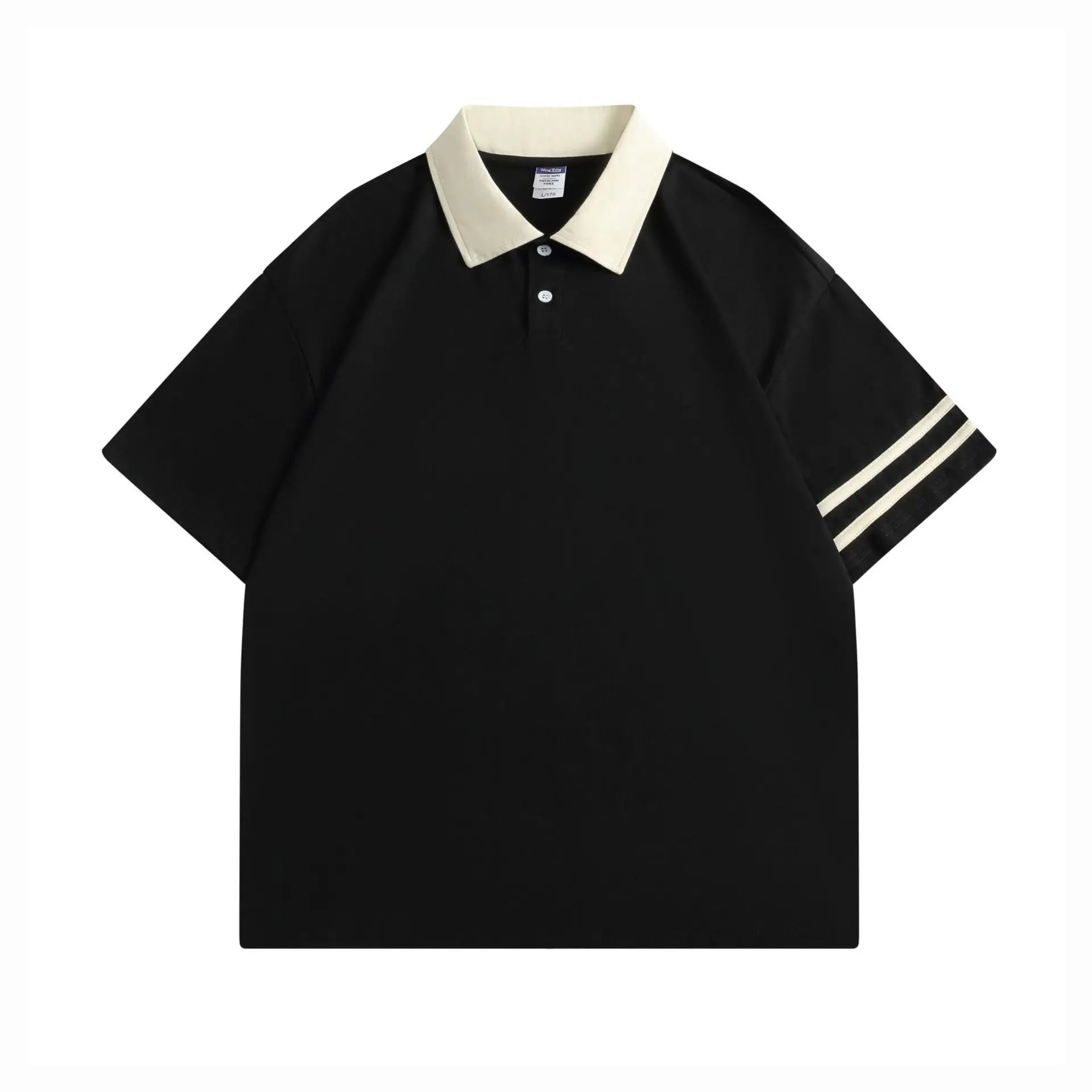 Customizable Preppy Students Lapel for Polo Shirt Knitted Cotton Fabric with Print Pattern Color Contrast Blank Shirt Option