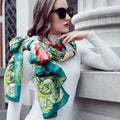 Fashion Mulberry Silk Travel Scarf Lightweight Large Pashmina Printed Long Shawls and Wraps for Women Evening Dresses