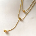 Woman Minimalist Chic Stainless Steel 18k Gold Plated Chain Two Layers Double Layered Women Necklaces Set Tassel Necklace