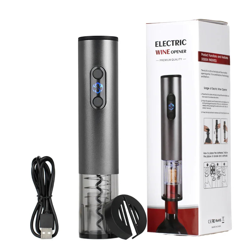 Direct Manufacturer Battery Operated  Wine Opener Electric Corkscrew Wine Tool Kit with Base Foil Cutter