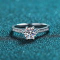 Classic Silver 925 Original Excellent Cut 1 Carat Diamond Test Past D Color Round Moissanite Engagement Ring Gemstone Jewelry