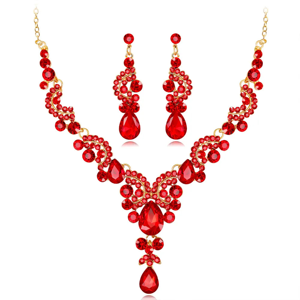 High Quality Fashion High-grade Crystal Necklace Earring Jewelry Bridal Jewelry Set