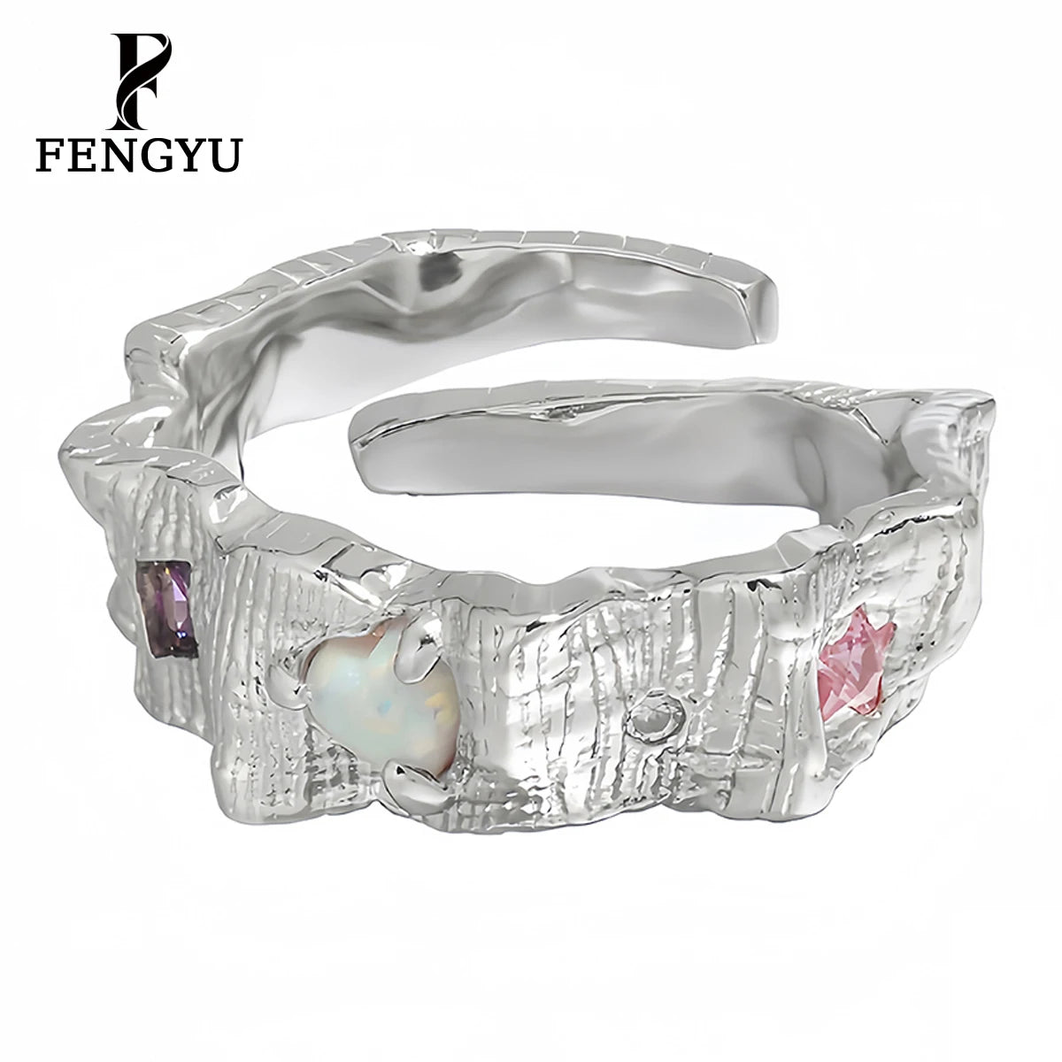 Fine Irregular Opal Gemstone Jewelry Rings for Women Resizable 925 Silver Rings with Colored Cz Designer Custom