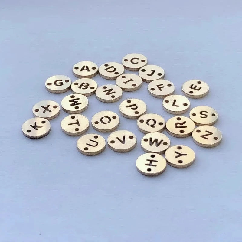 Fashion 14K Gold Filled Double Hole 26 English Letter DIY Permanent Jewelry Making Charms
