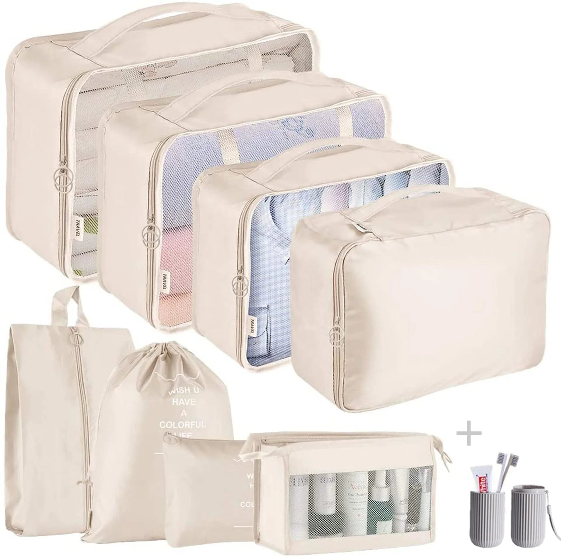 Custom Logo Travel Suitcase Storage Bag 9pcs Compression Organizers Packing Cubes Set Travel Luggage Organizer  Storage Bags