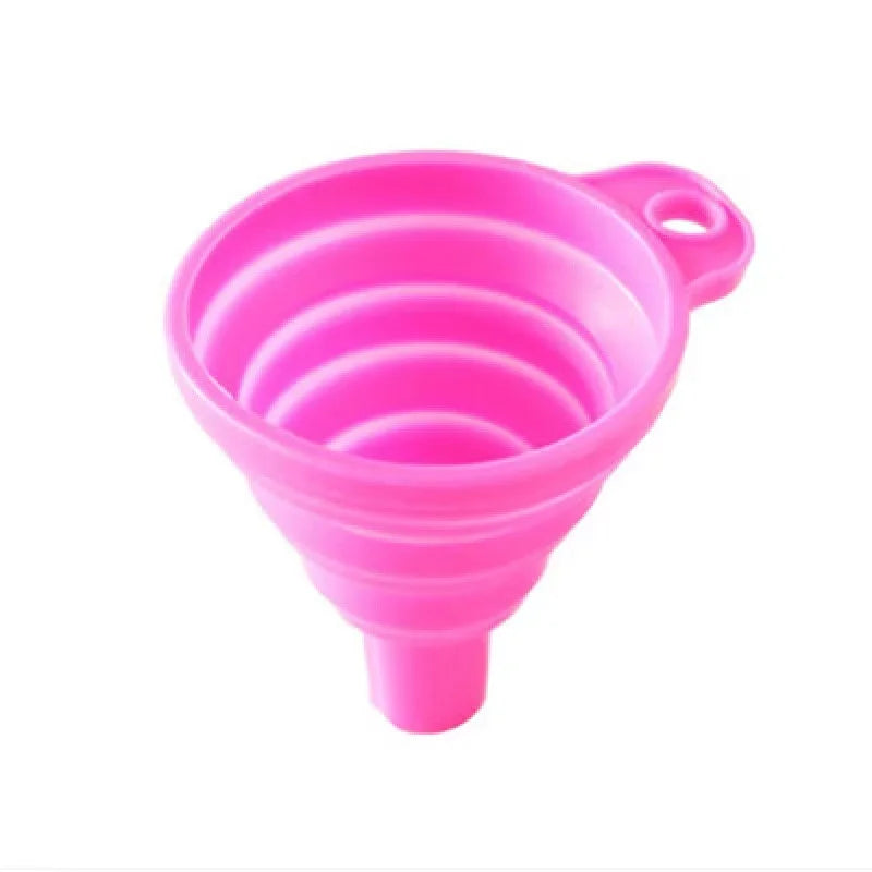 2026 Cheap Silicone Foldable Collapsible Kitchen Durable Waterproof Reusable Funnel for Oil Food (Multi-color Pink/Green/Blue)