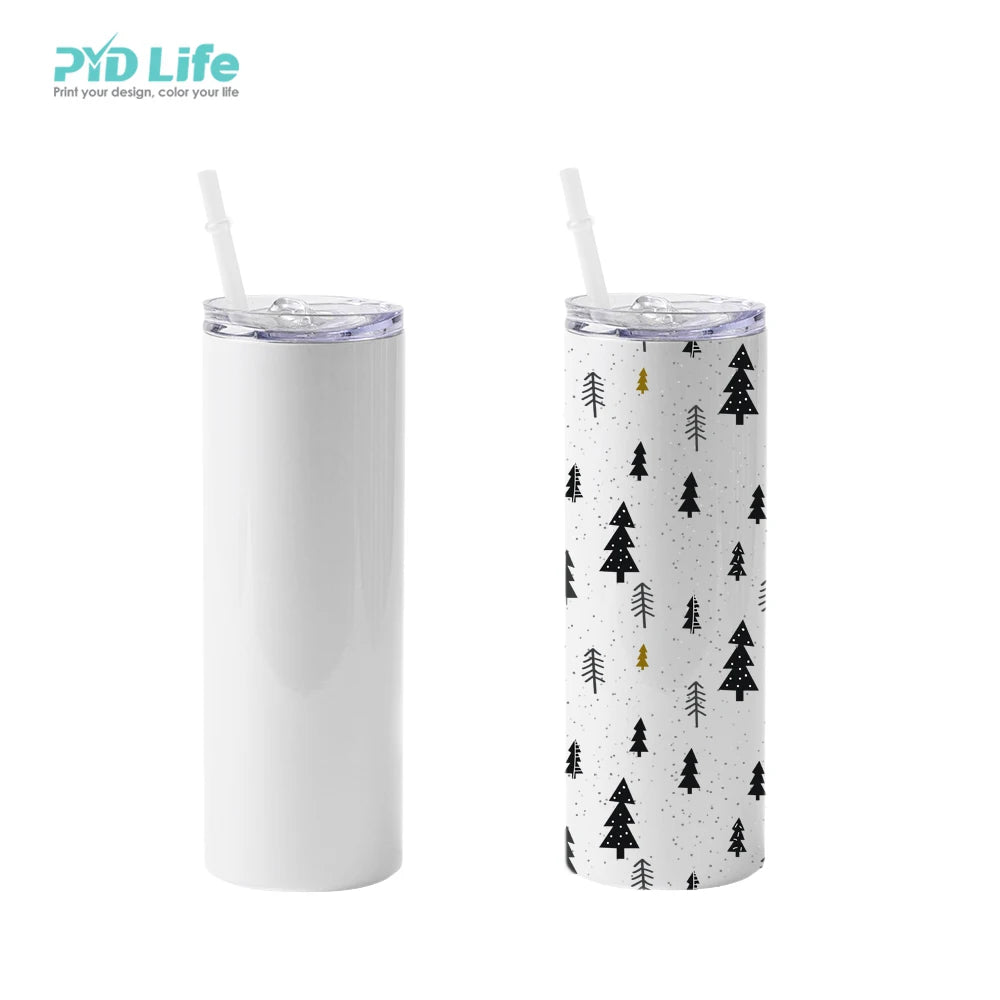 PYD Life Wholesale RTS 20 OZ Sublimation Blank Stainless Steel Tumblers Straight Sublimation Tumbler with Straw and Slider Lid