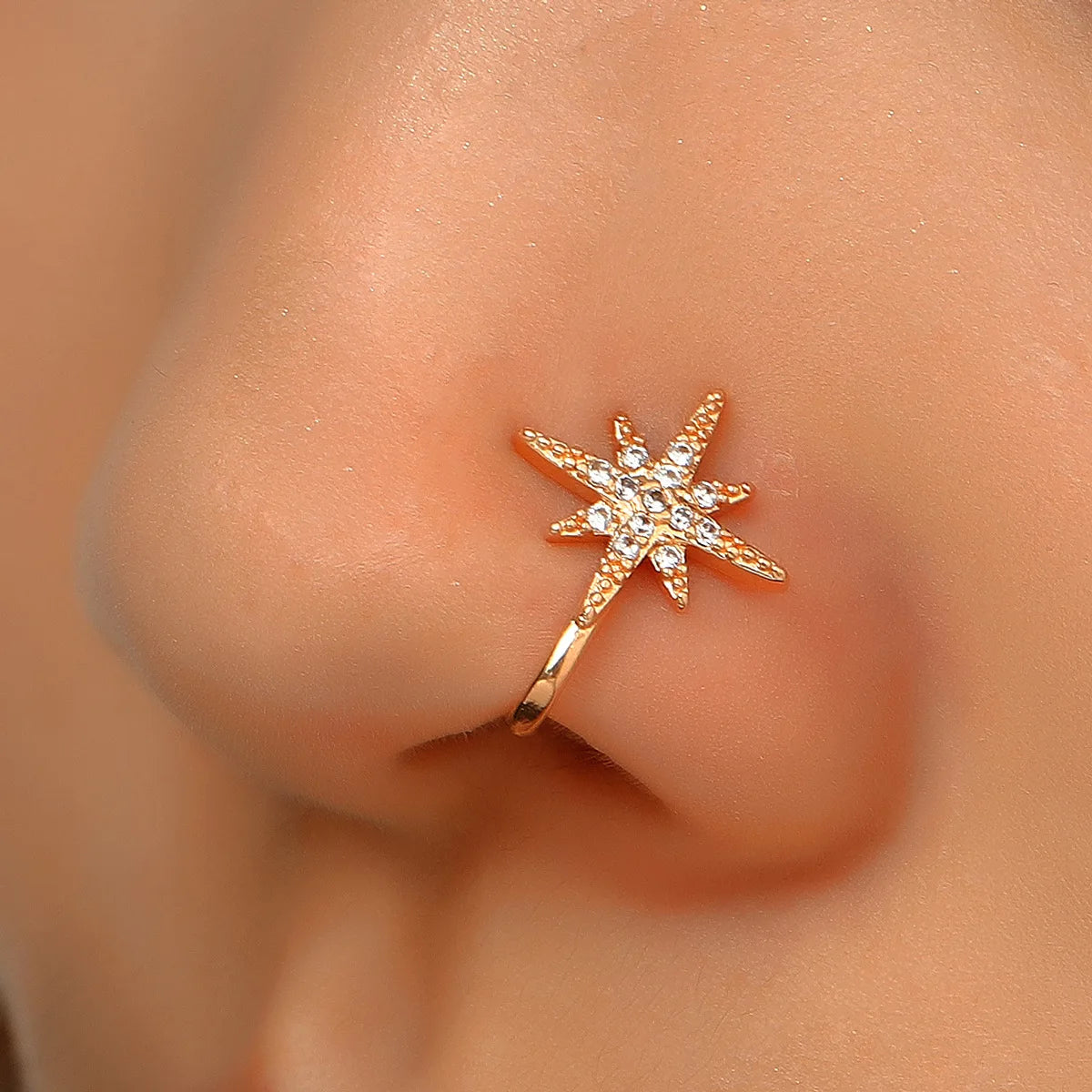 Crystal Butterfly Nose Ring Non Piercing Clip on Nose Decoration Indian Style Cuff Piercing Septum Nose Jewelry