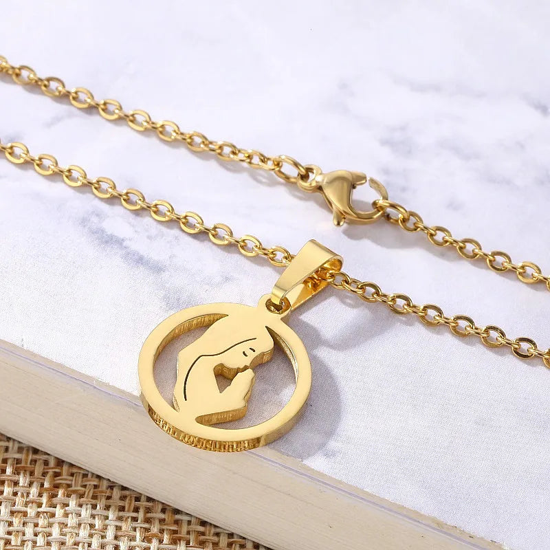 European and American Religious Cross-border Christian Virgin Mary Prayer Catholic Retro Women's Pendant Necklace