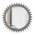 17" Round Wood Mirror Home Decor for Bathroom Living Room Wall Mounted Mirror