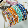 Newest Wasai Colorful Rhinestone Padded Wide Diamond Crystal Baroque Headband for Women Party Wedding Hair Accessories