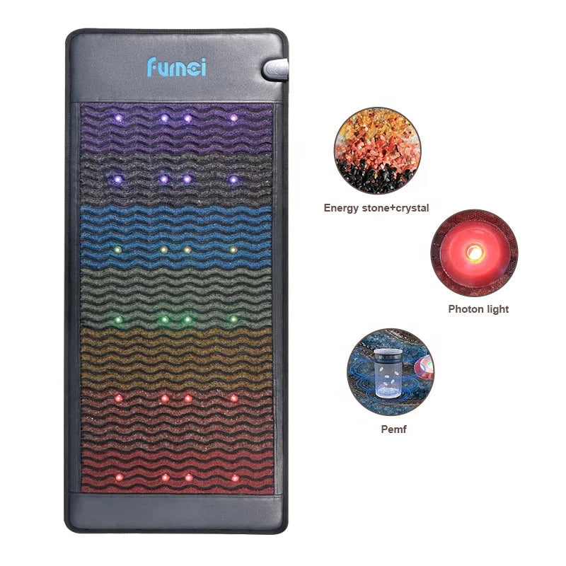 Full Body 24pcs Photon Light Far Infrared Heating Chakra Pemf Mat Gemstone Infrared Mat