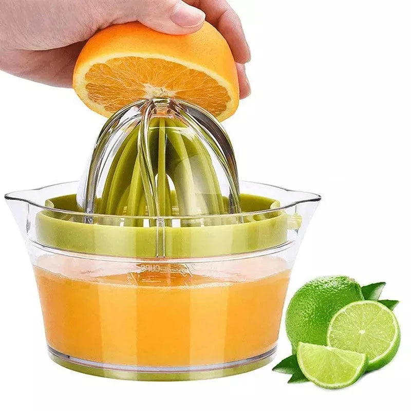 4 in 1 Multifunctional Press Juice Manual Hand Stainless Steel Fruit Lemon Lime Citrus Orange Juicer Squeezer with Bowl Strainer