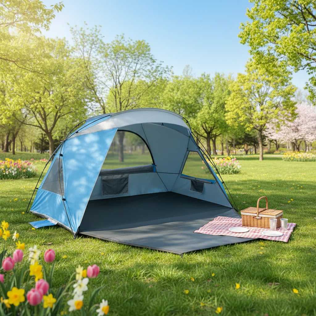 Wind Valley Cabana Single Layer Beach Camping Tailgate Tent with Quick Automatic Opening Nylon Fabric Breathable Design