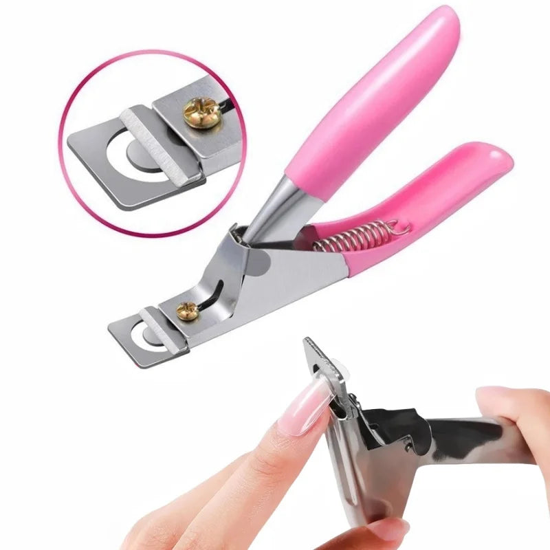Stainless Steel Nail Clippers Wholesale Colorful U-shaped Acrylic Gel False Nail Art Tools Professional Nails Supplies Salon