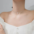 925 Sterling Silver 6mm Cubic Zirconia Stone Pendant Snake Chain Chokers Necklaces for Women Summer Jewelry