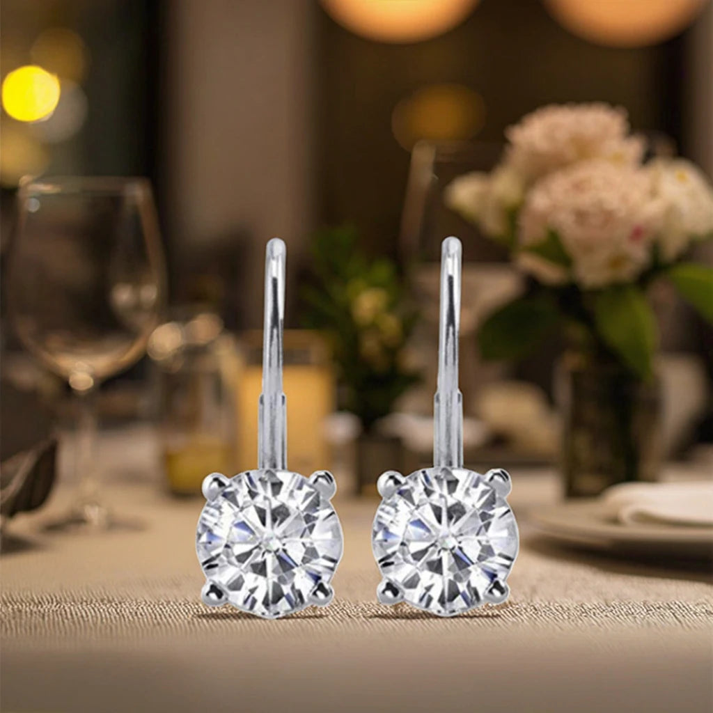 Round Cut Solitaire Girl Gift Jewelry Ear Stud Earring Fashion Drop Earrings Cubic Zirconia Fashion Drop Earing Diamond Woman