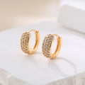 Exquisite Women's Simple Circle Copper Hoop Earrings with Unique Vintage Ear Hook and Full Micro Zircon Design