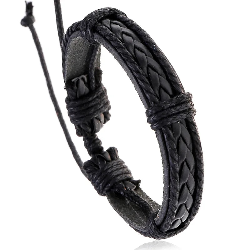 Wholesale Customizable Men's Fashion Bracelet Leather Braid Bangles Custom Jewelry