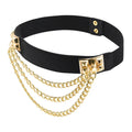 Double Buckle Belt Leather Elastic  Punk Waist Belt With Chain for Women Jeans Dresses